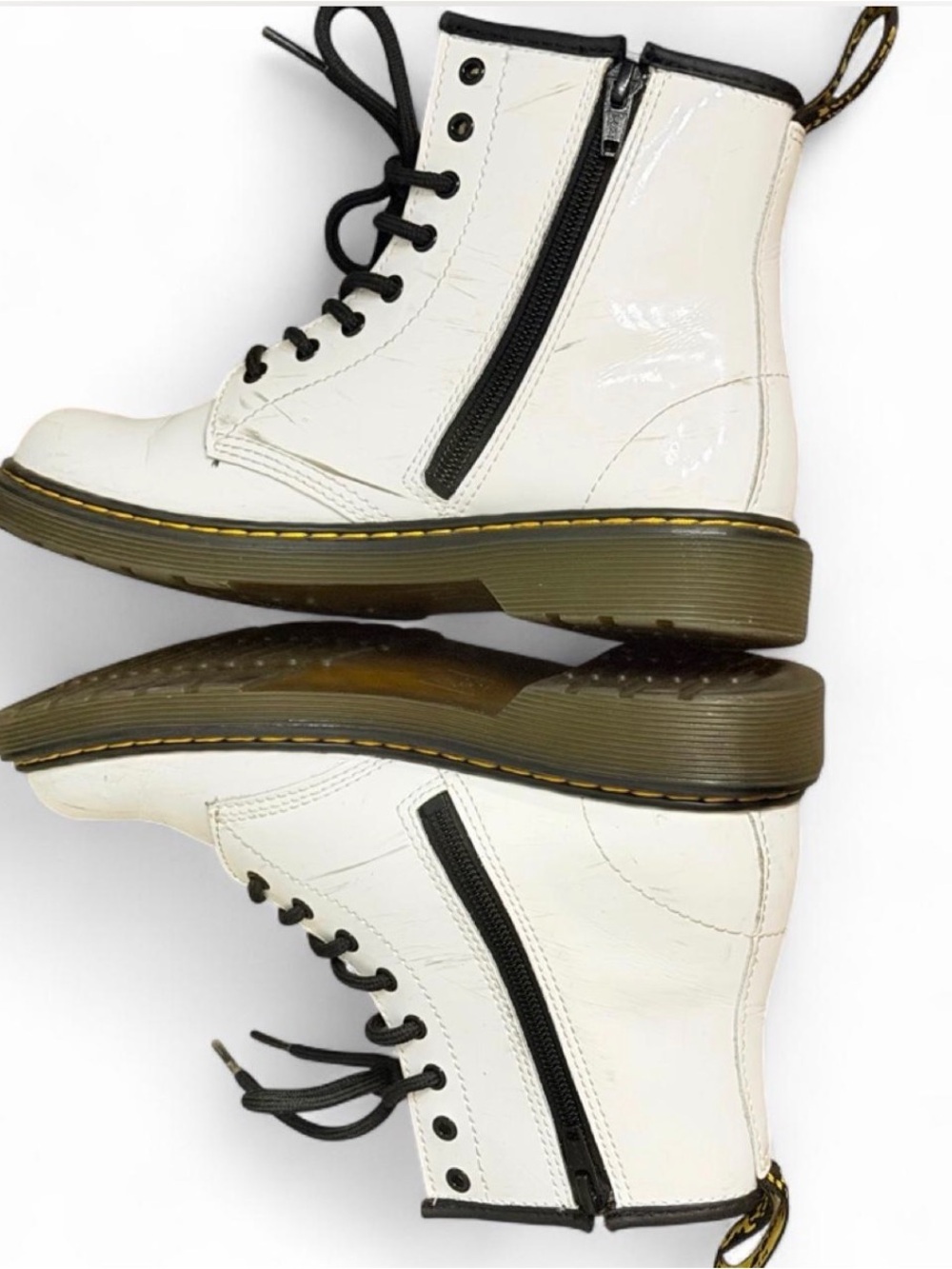 Dr. Martens Women's 7 / Kids 5 White Patent Leather Boots w/ Side Zip